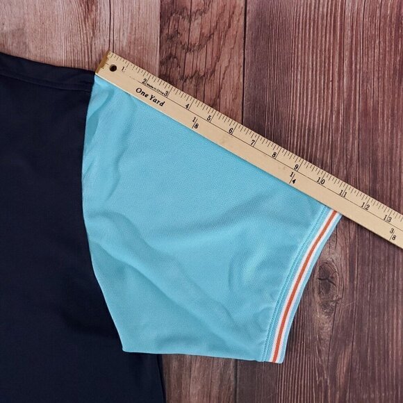 Footjoy FJ Mens Sz XXL Blue Orange Colorblock Striped One Pocket Golf Polo Shirt - Picture 12 of 12